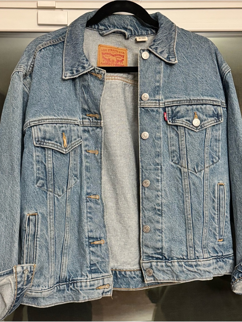 Levi's Blue Denim Trucker Jacket with Button Front